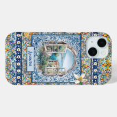 sommerliche italienische floralblaue Kacheln Zitru Case-Mate iPhone Hülle (Rückseite (Horizontal))