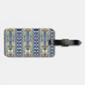 sommerliche italienische floralblaue Kacheln Zitru Gepäckanhänger (Rückseite horizontal)