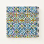 sommerliche italienische floralblaue Kacheln Zitru Notizblock (Rückseite)