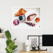Sommerliche Muscheln Poster (Heimbüro)