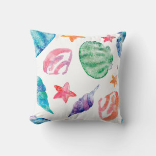 Sommerliche Muscheln Seegeist Wasserfarbe Kissen