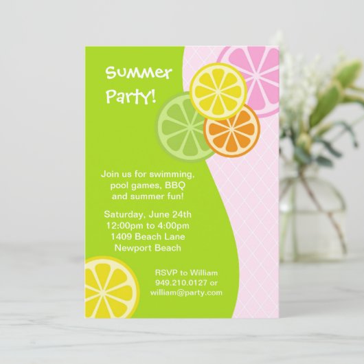 Sommerliche Party Einladung (Stehend Vorderseite)