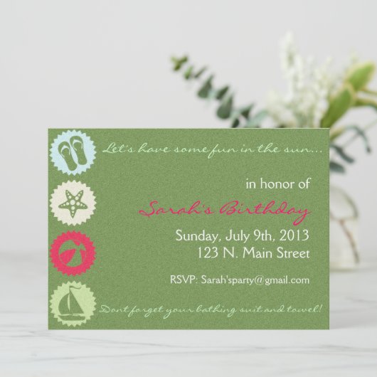 Sommerliche Party Einladung (Stehend Vorderseite)