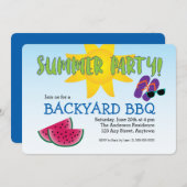 Sommerliche Party Einladung mit Watermelon & Sun (Vorne/Hinten)