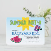 Sommerliche Party Einladung mit Watermelon & Sun (Stehend Vorderseite)