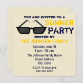 Sommerliche Party Einladung - Schwarze Sonnenbrill (Vorne/Hinten)