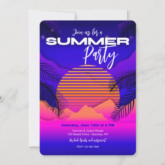 Sommerliche Party Einladungen (Vorderseite)