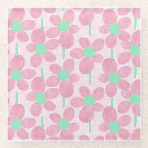 Sommerliche Pastell-Blumen-Glasuntersetzer Glasuntersetzer