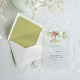 Sommerliche Pastell-Hochzeit mit Blumen Acryleinladungen