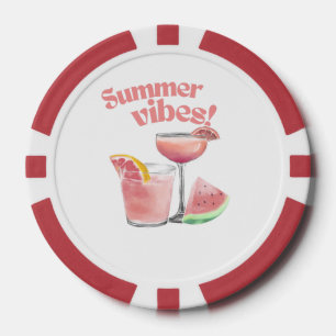 Sommerliche Pinke Cocktail Wasserfarben Kunst Pokerchips
