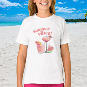 Sommerliche Pinke Cocktail-Wasserfarben-Kunst T-Shirt