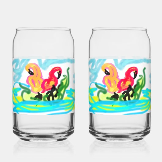 Sommerliche rosa Flamingos liebenswert  Dosenglas (Vorderseite)