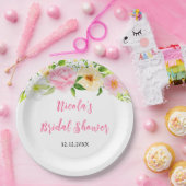 Sommerliche rosa und gelbe florale Bridal Shower Pappteller (Party)