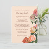 Sommerliche Rose auf Peach Wedding Einladung (Stehend Vorderseite)