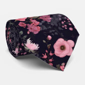 Sommerliche Rose auf schwarz Krawatte (Gerollt)