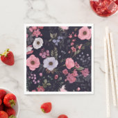 Sommerliche Rose auf schwarz Serviette (Beispiel)