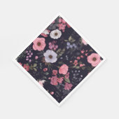 Sommerliche Rose auf schwarz Serviette (Ecke)