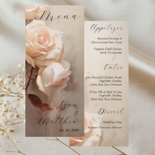 Sommerliche Rose Eleganter Hochzeitstag Empfang Menükarte