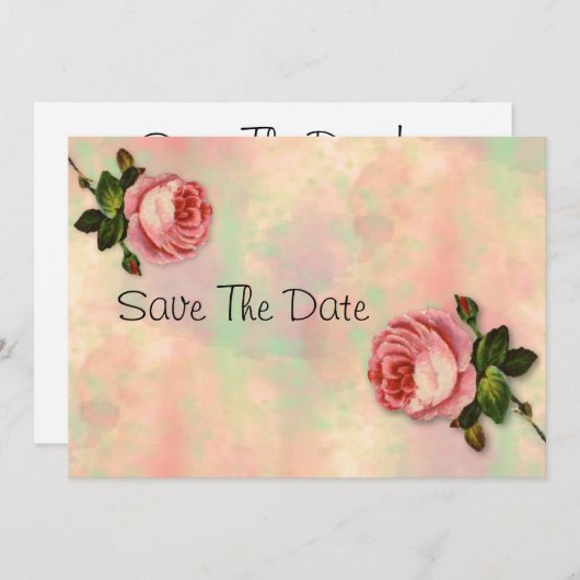 Sommerliche Rose Save the Date (Vorne/Hinten)