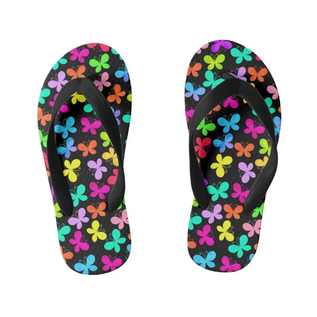 Sommerliche Seezungenschmetterlinge Flip Flops Kinderbadesandalen (Fußbett)