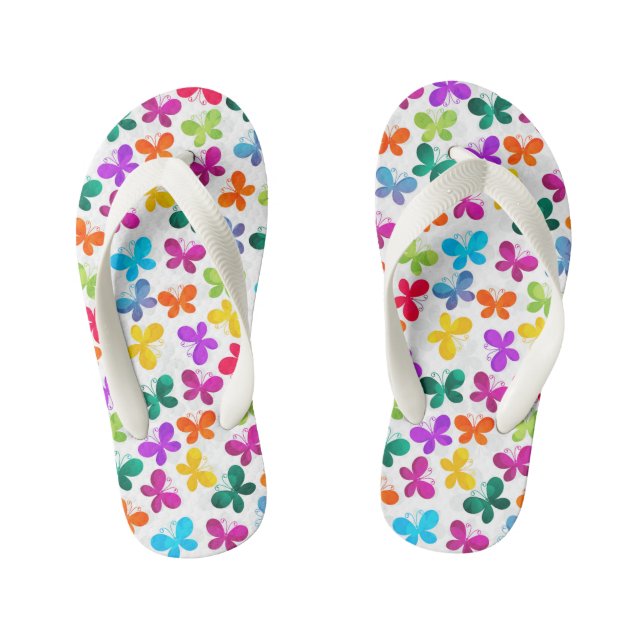 Sommerliche Seezungenschmetterlinge Flip Flops Kinderbadesandalen (Fußbett)
