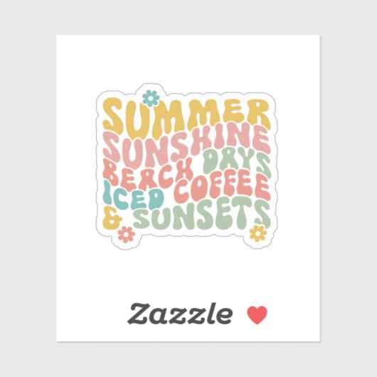 Sommerliche Sprichwort Retro Beach Ice Coffee Suns Aufkleber (Blatt)