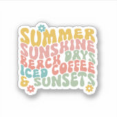 Sommerliche Sprichwort Retro Beach Ice Coffee Suns Aufkleber (Vorderseite)