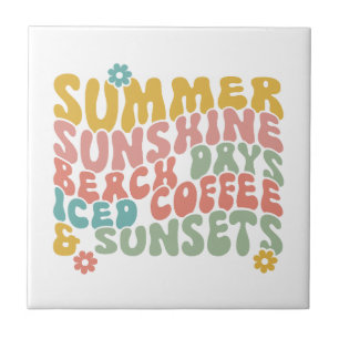 Sommerliche Sprichwort Retro Beach Ice Coffee Suns Fliese