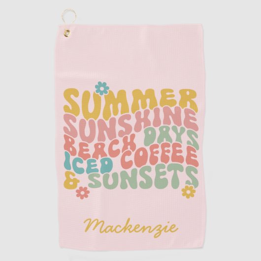 Sommerliche Sprichwort Retro Beach Ice Coffee Suns Golfhandtuch (Vorderseite)