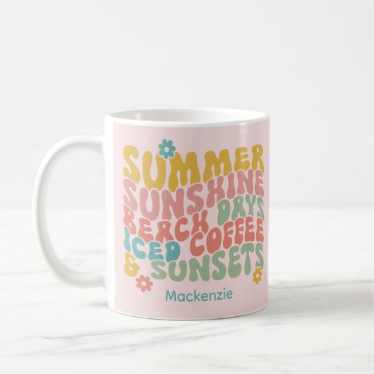 Sommerliche Sprichwort Retro Beach Ice Coffee Suns Kaffeetasse (Links)