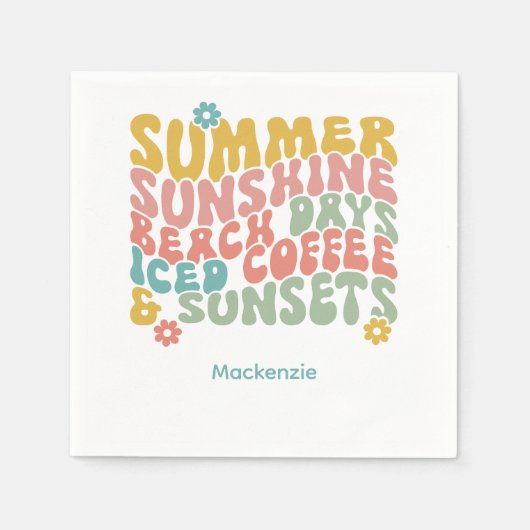 Sommerliche Sprichwort Retro Beach Ice Coffee Suns Serviette (Vorderseite)