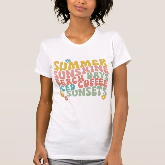 Sommerliche Sprichwort Retro Beach Ice Coffee Suns T-Shirt (Vorderseite)
