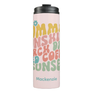 Sommerliche Sprichwort Retro Beach Ice Coffee Suns Thermosbecher