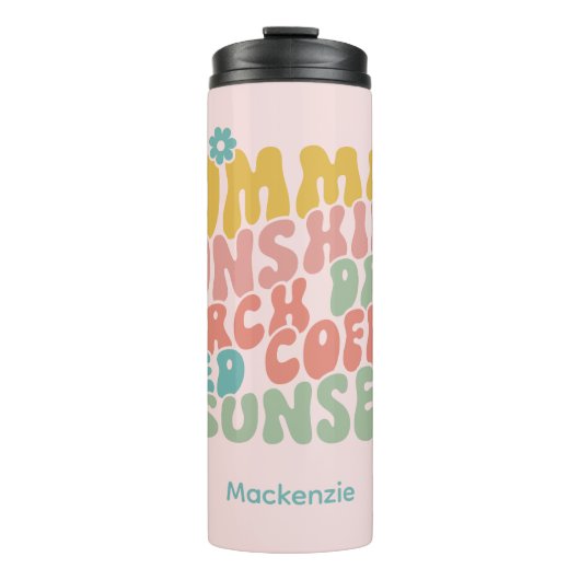 Sommerliche Sprichwort Retro Beach Ice Coffee Suns Thermosbecher (Vorderseite)