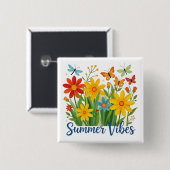 Sommerliche Stimmung mit Schmetterlingen Button (Vorne & Hinten)