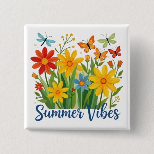 Sommerliche Stimmung mit Schmetterlingen Button (Vorderseite)