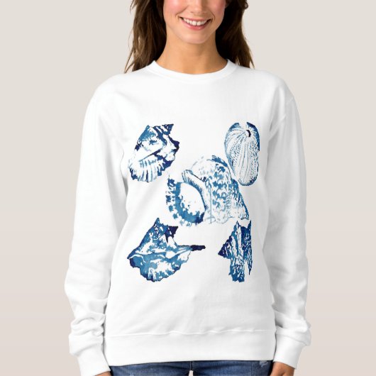 sommerliche Strand chic indigo blaue Aquarellblume Sweatshirt (Vorderseite)