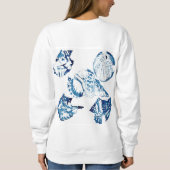 sommerliche Strand chic indigo blaue Aquarellblume Sweatshirt (Rückseite)