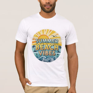 Sommerliche Strand-Vibes Retro-Distressed-Sonnenun T-Shirt