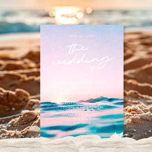 Sommerliche Strandhochzeit bei Sonnenuntergang am  Einladung