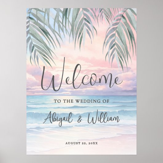 Sommerliche Strandhochzeit Willkommensschild Poster (Vorne)