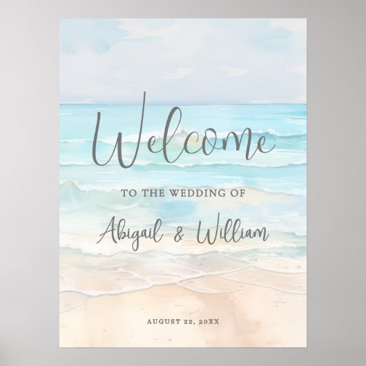 Sommerliche Strandhochzeit Willkommensschild Poster (Vorne)