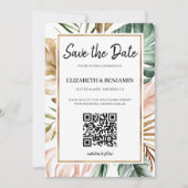 Sommerliche Tropenblätter QR-Code Foto Save The Da Date (Vorderseite)