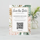 Sommerliche Tropenblätter QR-Code Foto Save The Da Date (Stehend Vorderseite)