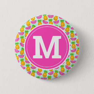 Sommerliche tropische Ananas- und Wassermelonen-Mo Button