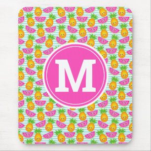 Sommerliche tropische Ananas- und Wassermelonen-Mo Mousepad