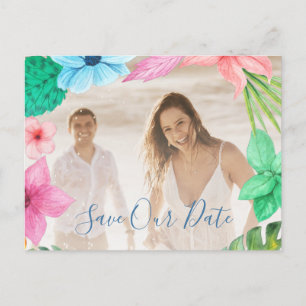 Sommerliche tropische moderne Foto-Hochzeitseinlad Ankündigungspostkarte