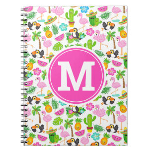 Sommerliche tropische Tukan- und Flamingo-Muster Notizblock