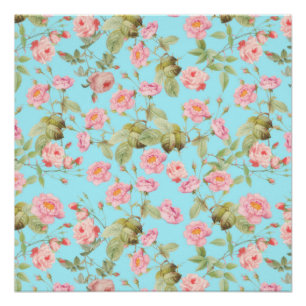 Sommerliche viktorianische Rosen in Vintage-Optik Poster