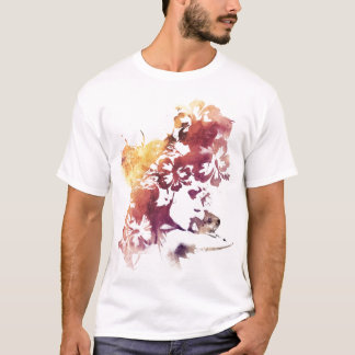 Sommerliche Vintage-Girl und Blumen T-Shirt